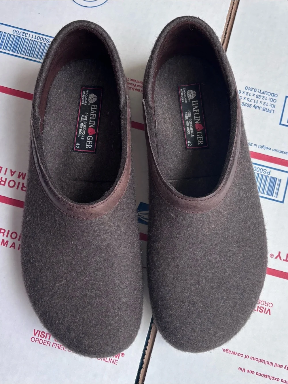 Haflinger Grizzly Wool closed heel mule Clog Sz 42 | men’s Sz 9